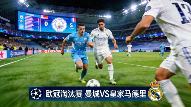 欧冠淘汰赛曼城对阵皇家马德里的高清直播画面